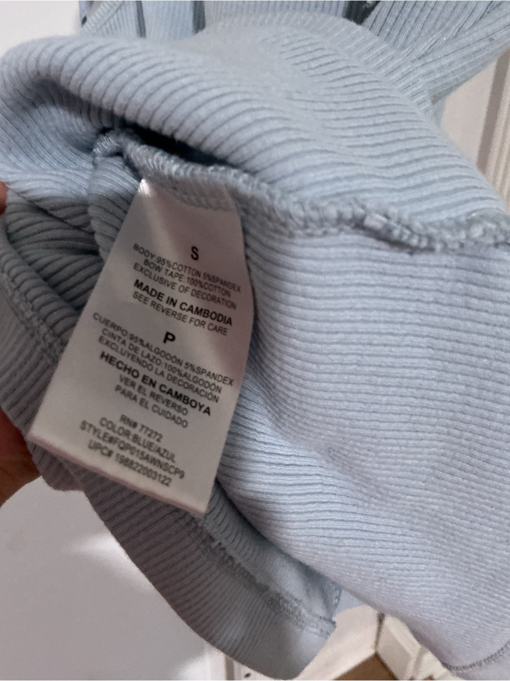 French Connection Powder Blue Tie-Shoulder Ribbed Tank - Picture 6 of 6
